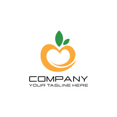Fresh citrus fruit with Love Sign for Healthy Vegetarian logo design inspiration