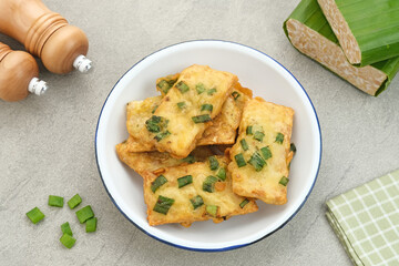 Tempe Mendoan, traditional fried tempeh, one of popular food from Indonesia.