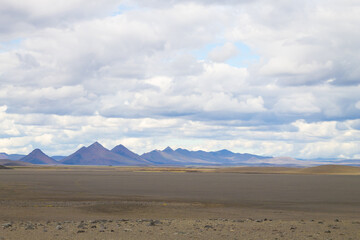 Desolate landscape along central highlands of Iceland.