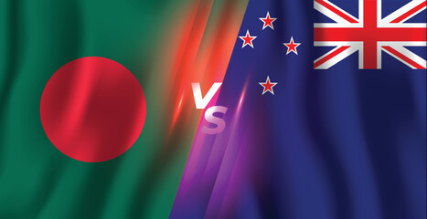 Bangladesh vs New Zealand wavy flag Vector illustration background cover