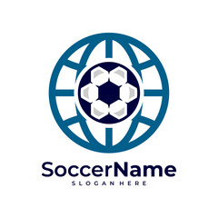 World Soccer logo template, Football World logo design vector