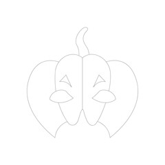 Halloween Pumpkin mask vector isolated on white. Perfect for coloring book, textiles, icon, web, painting, children's books, t-shirt print.