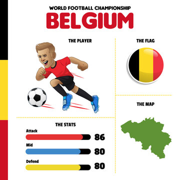 Vector set of World football team of Belgium