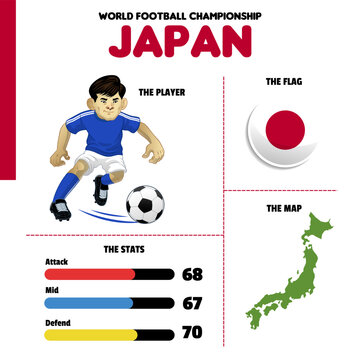 vector object set of Japan football team