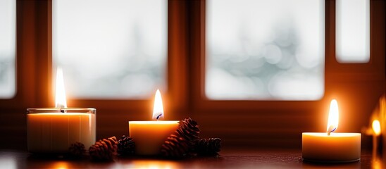 Burning candles in the window