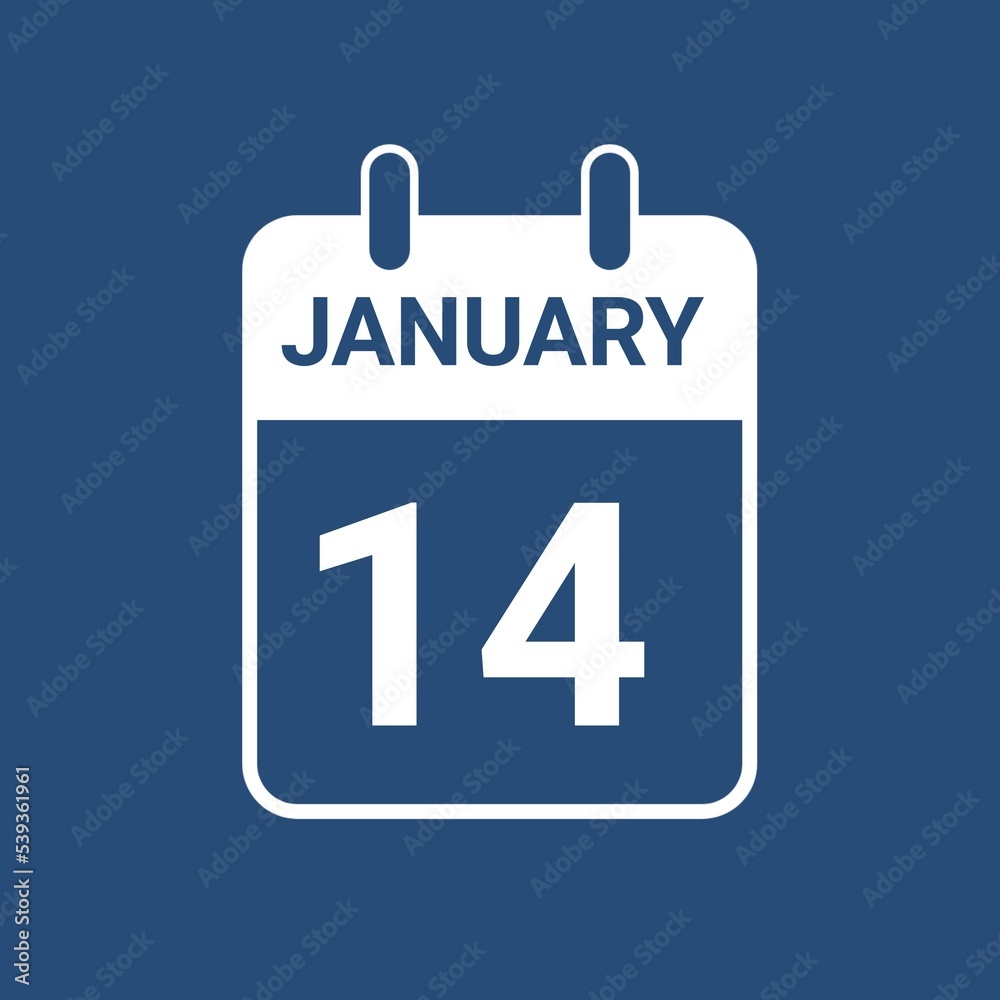 Wall mural January 14 calendar icon , January calendar icon 