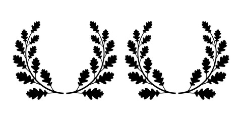 Oak wreath. Silhouette of an oak branch