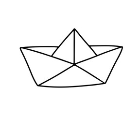 Boat paper origami vector illustration isolated on white background. Doodle icon