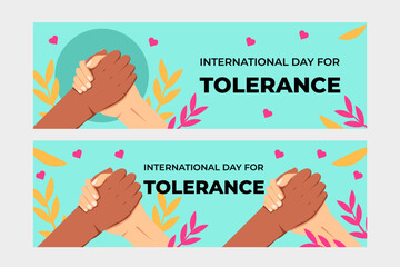 international day for tolerance, horizontal banner illustration set