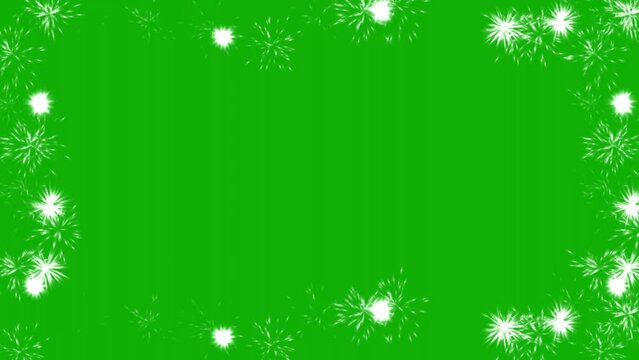 Fireworks frame motion graphics with green screen background