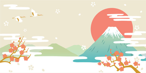 富士山　お正月イラスト