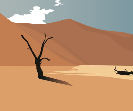 Desert landscape with flat design vector