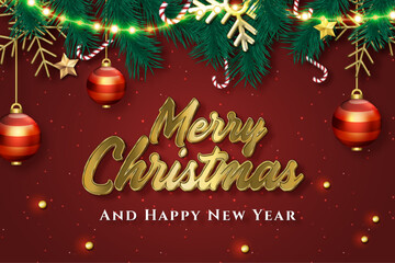 Merry christmas background with editable text effect premium vectors