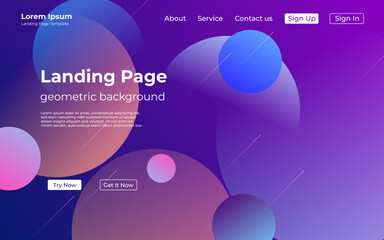 abstract creative purple colorful geometric landing page background. trendy gradient shapes composition. Eps10 vector.