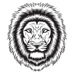 lion head illustration tattoo style in black and white