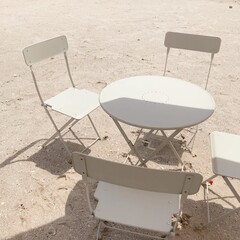 beach chairs and table