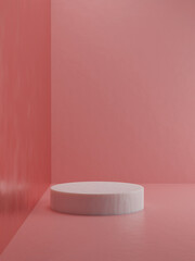 3d podium display for cosmetics or beauty product promotion mockup pedestal. Trendy minimalist, art deco 3D render illustration