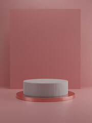 3d podium display for cosmetics or beauty product promotion mockup pedestal. Trendy minimalist, art deco 3D render illustration