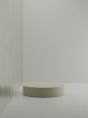 3d podium display for cosmetics or beauty product promotion mockup pedestal. Trendy minimalist, art deco 3D render illustration