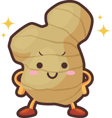 得意気な顔をしたかわいいショウガのキャラクターのイラスト