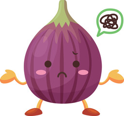 不満気なかわいいイチジクのキャラクターのイラスト