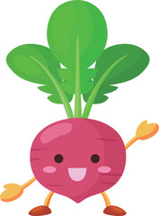 片手を挙げるかわいい赤カブのキャラクターのイラスト