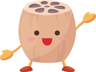 手を挙げるかわいいレンコンのキャラクターのイラスト