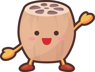 手を挙げるかわいいレンコンのキャラクターのイラスト