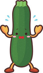 焦るかわいいズッキーニのキャラクターのイラスト
