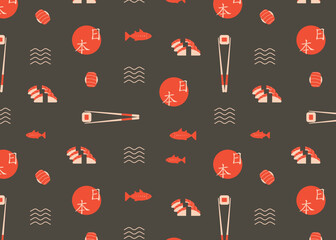 Japanese food, sushi seamless pattern 