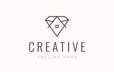 Home Store Lines Patterned Diamond Logo Design Template