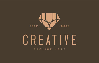 Abstract Line Art Diamond Logo Design Template