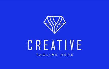 Fototapeta premium Nature Abstract Lines in Pentagon Diamond Logo Design Template