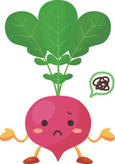 不機嫌なかわいいラディッシュのキャラクターのイラスト