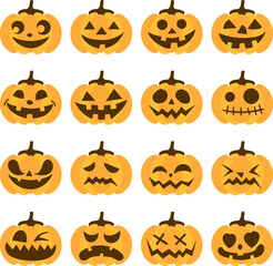 ハロウィンかぼちゃのベクターイラストアイコンセット素材