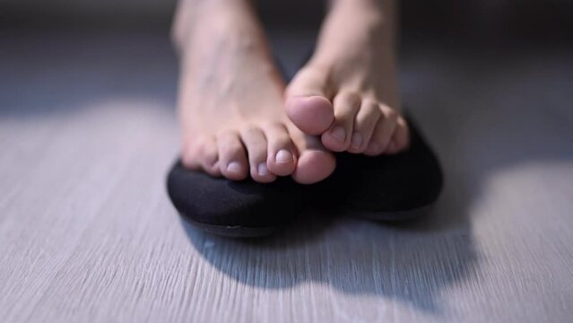 Woman Sweaty Feet On Shoes