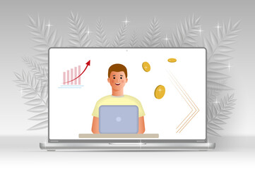 A person in the online concept of social networks. Vector illustration.