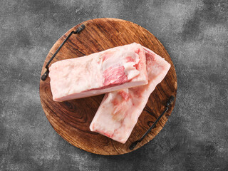 Back Fat Pork. Raw pork belly, top view - obrazy, fototapety, plakaty