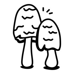 An editable outline icon of mushrooms