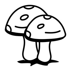An editable outline icon of mushrooms