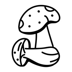 An editable outline icon of mushrooms