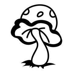 An editable outline icon of mushrooms