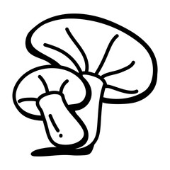 An editable outline icon of mushrooms
