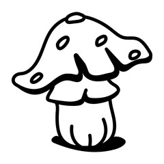 An editable outline icon of mushrooms