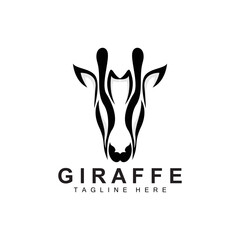 Giraffe Logo Design, Giraffe Head Vector Silhouette, High Neck Animal, Zoo, Tattoo Illustration, Product Brand