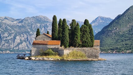 Fototapeta na wymiar Sveti Juraj church on island, Kotor Bay, Montenegro