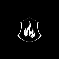 Protecting house from fire icon isolated on dark background
