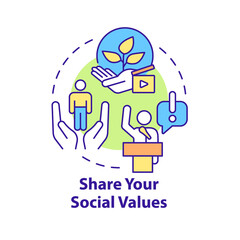 Share your social values concept icon. Build trustful relationship abstract idea thin line illustration. Isolated outline drawing