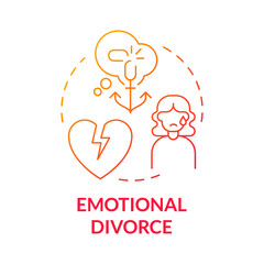 Emotional divorce red gradient concept icon. Painful relationship breakdown. Separation abstract idea thin line illustration. Isolated outline drawing