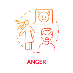Anger red gradient concept icon. Emotional disorder of divorce. Mental stage abstract idea thin line illustration. Isolated outline drawing